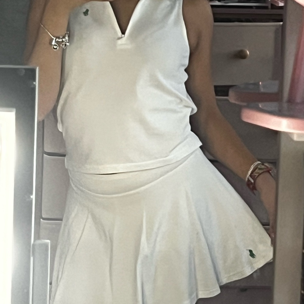 White Sleeveless Top and Skirt Set